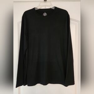 MEN'S BLACK COTTON/POLY LONG SLEEVE T-SHIRT SIZE LARGE